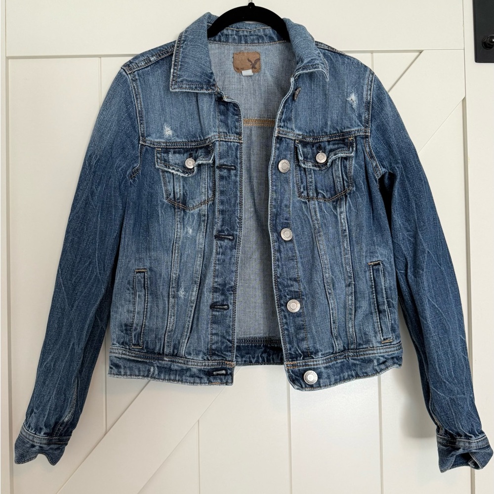 American Eagle distressed Blue Denim Jacket